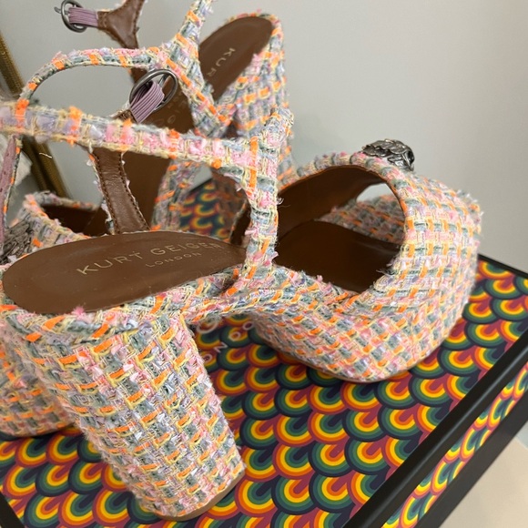 Kurt Geiger Pink Multi Tweed Platform Sandals - Picture 4 of 6